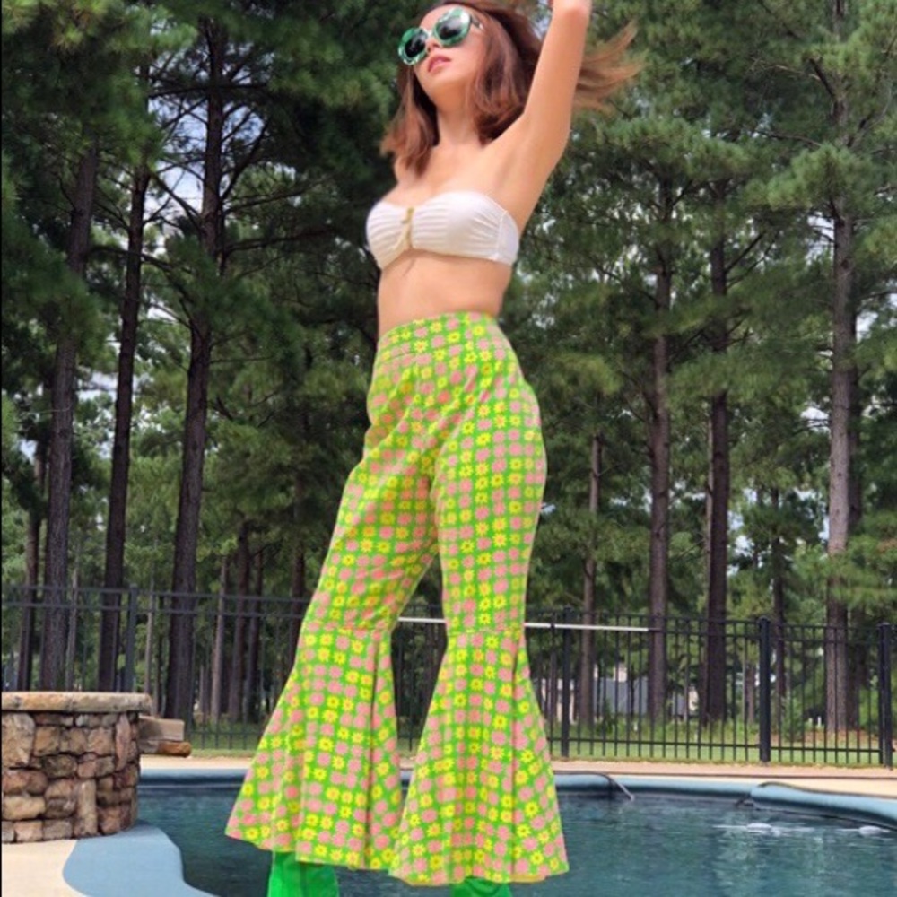 60s FLOWER REVOLUTION BELL BOTTOM PANTS